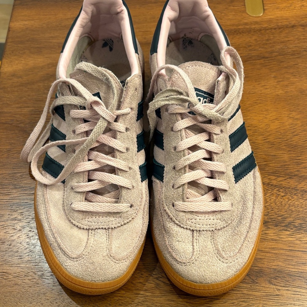 Adidas Spezial Suede Light Pink and Navy striped Sneakers, UK 5, US 7.5